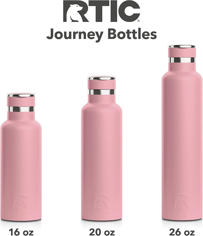 RTIC 26oz Journey Water Bottle, Ceramic Lined, Dusty Rose | Stainless Steel Metal, Insulated for Hot and Cold Drinks, Sports, Travel and Camping