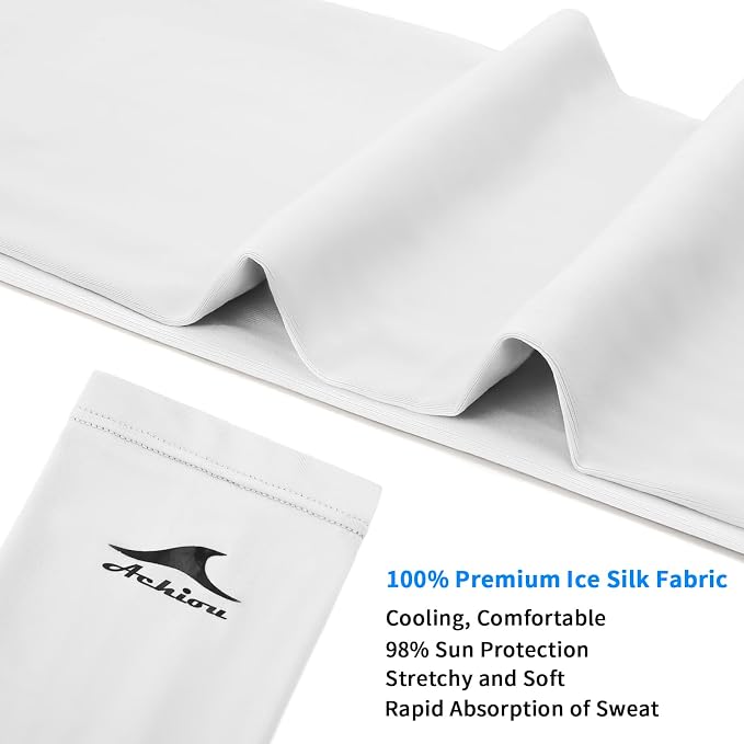 Achiou Volleyball Arm Sleeves for Women, Cooling Ice Silk Sun Sleeves Youth | Summer Ice Silk Compression Sleeves, UPF 50+ UV Protection, Perfect for Teen Girls & Women Outdoor Sports, Anti-slip Silicone