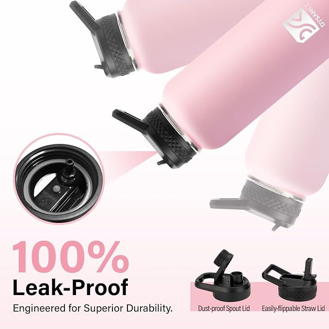 DYSANKY Insulated Water Bottle | Thickened Stainless Steel Vacuum Metal | Portable Sports Water Jug for Gym and Hiking with Straw, Carrier Bag, Handle Strap | BPA-Free 32 oz, Pink