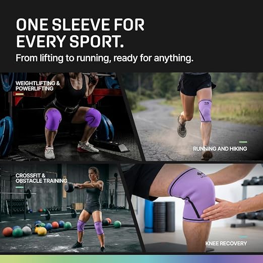 Modvel 7mm Neoprene Knee Sleeves for Men & Women Weightlifting & Powerlifting – Compression Knee Sleeve Support for Squats, Gym, Training – USPA, IPL Approved – Medium Purple (Pair)