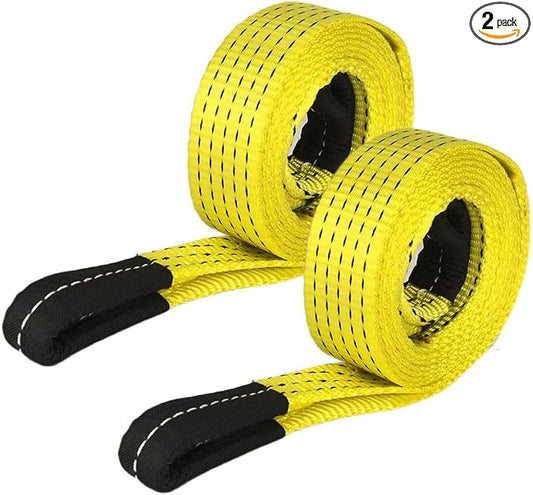 2 Pack 10' x 2" Lifting Sling Straps, 10 Feet Heavy Duty Lift Rigging Strap Tree Saver Recovery Securing Straps, Polyester Flat Towing Web Sling Winch Strap for Trailer, Hoist, Truck.