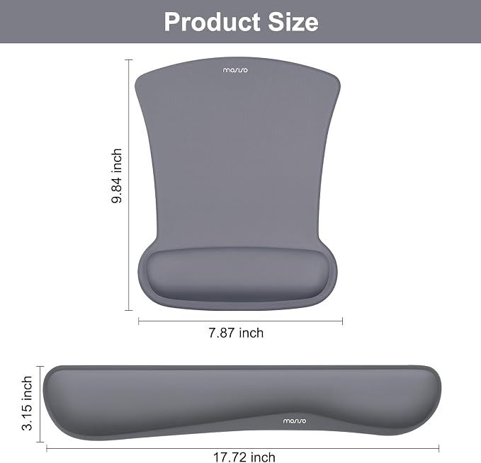 MOSISO Wrist Rest Support for Mouse Pad & Keyboard Set, Ergonomic Mousepad Non-Slip Base Home/Office Pain Relief & Easy Typing Cushion with Neoprene Cloth & Raised Memory Foam, Space Gray