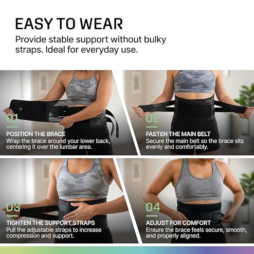 Modvel Back Brace for Lower Back Pain Women and Men – Lumbar Support Belt for Sciatica, Herniated Disc, Muscle Strain – Adjustable Breathable Work Brace with 6 Stays – Support for Posture