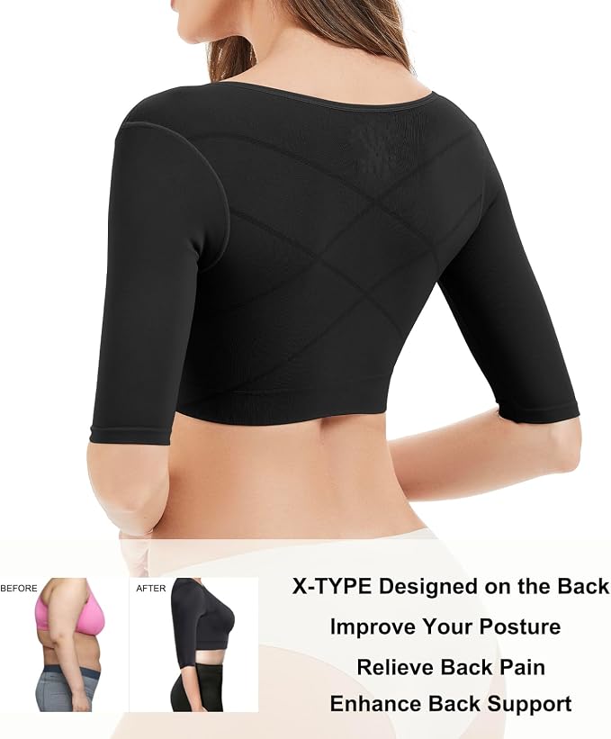 KSKshape Arm Shaper for Women Post Surgery Arm Lipo Compression Sleeves Front Closure Shapewear Bra Posture Corrector