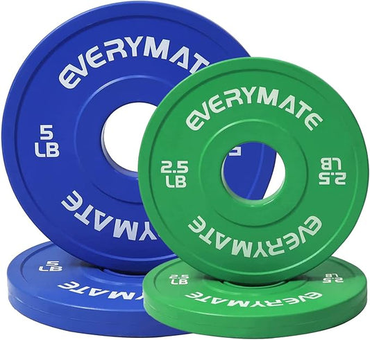 EVERYMATE Change Weight Plates 1.25LB 2.5LB 5LB Set Fractional Plate Olympic Bumper Plates for Cross Training Bumper Weight Plates Steel Insert Strength Training Weight Plates