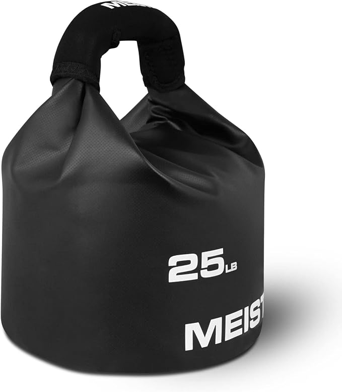 Meister BEAST Portable Sand Kettlebell - Soft Sandbag Weight - 25lb / 11.3kg - Black | Soft-sided kettlebell w/ oversized neoprene handle for swings, squats, presses, pulls and more. Ideal for home and travel