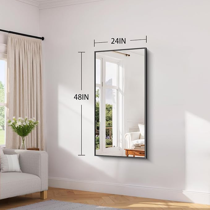Koonmi Black Bathroom Mirror for Over Sink,Metal Framed 24"x48" Wall Mirror