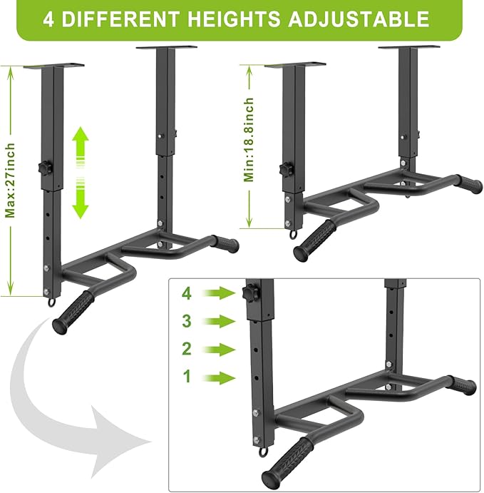 SELEWARE Heavy Duty Welded Pull Up Bar Wall/Joist/Ceiling Mount Chin Up Bar | Multifunctional Pull-up Bars w/Resistance Band Hooks for Home Gym Strength Training, Sturdy Steel Construction Support 500 lb
