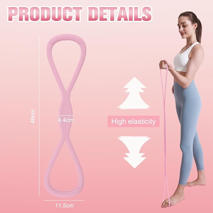 Figure 8 Resistance Band for Women Men, Non‑Slip Handles Exercise Band, Home Gym Fitness Equipment for Yoga, Pilates, Stretching & Physical Therapy (25 lbs)