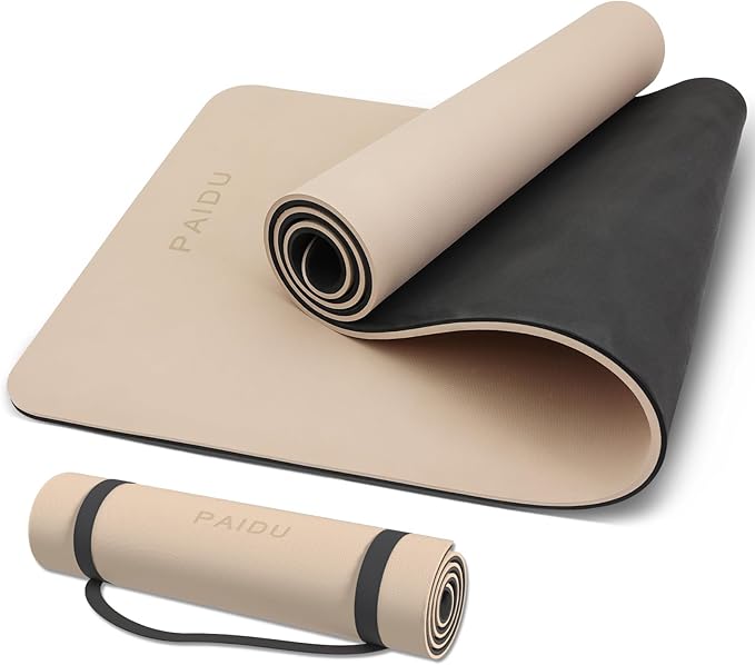 PAIDU POE Yoga Mat （10mm）Extra Thick Fitness Mat 72"x24" with Carry Strap | Non-slip, tear-resistant and suitable for all ages, perfect for yoga, Pilates, home gym and full-body workouts.