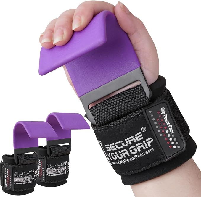 Weight Lifting Rod Hooks Heavy Duty Wrist Wraps Power Weight Lifting Training Gym Grips Straps Set of 2