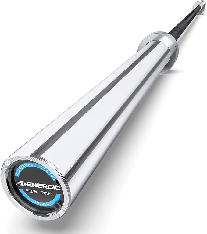 7FT Alloy Steel Olympic Barbell, 1500LB 45LB | 28mm knurled grip bar with needle bearings, chrome finish, 2-inch plate fit, and 1500LB capacity for heavy lifts