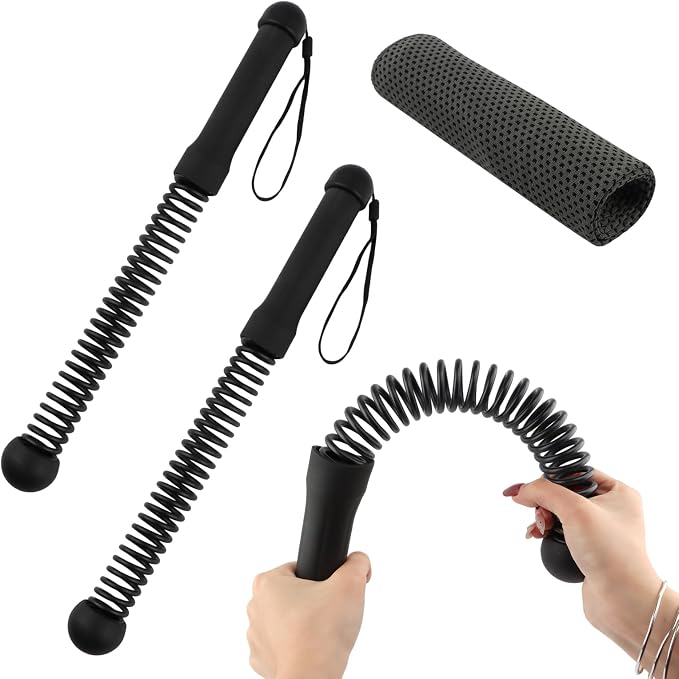 Ropeless Battle Ropes, 2 Pcs Weighted Cordless Workout Ropes with Non-Slip Handles, Training Ropes for Home Gym, HIIT, Strength & Full Body Workout, with Carry Bag & Cooling Towel