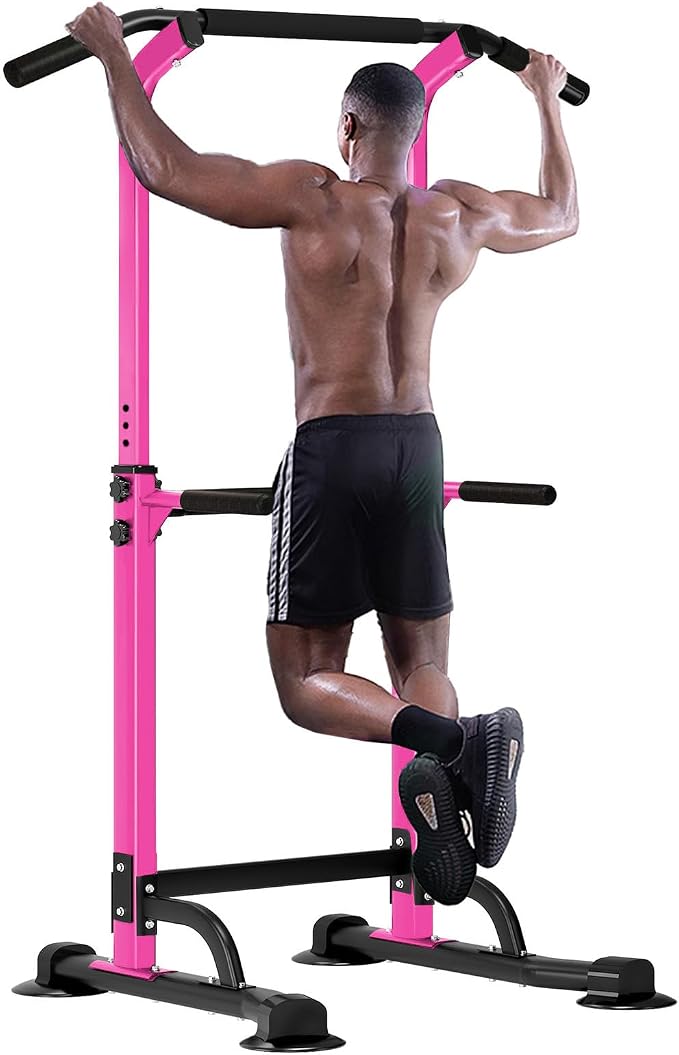 SogesHome Multi-Function Power Tower Pull Up Bar Dip Station for Home Gym | Height Adjustable PullUp Dip Stand, Full Body Strength Training Equipment, Fitness Workout for Push Ups Dips, 330LB Capacity