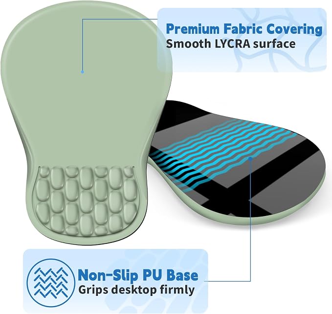 YIWEI Ergonomic Mouse Pad with Wrist Rest for Carpal Tunnel Pain Relief | Memory Foam Wrist Support,Non-Slip Rubber Base, Keyboard Computer Mousepad,Lycra Cloth Surface,Gaming Home Office
