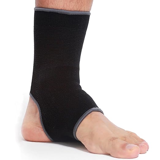 NEOTech Care Ankle Support Sleeve (1 Unit) - Open Heel, Light, Elastic & Breathable Knitted Fabric - Medium Compression - For Men, Women, Kids - Right or Left Foot - Black Color (Size M)