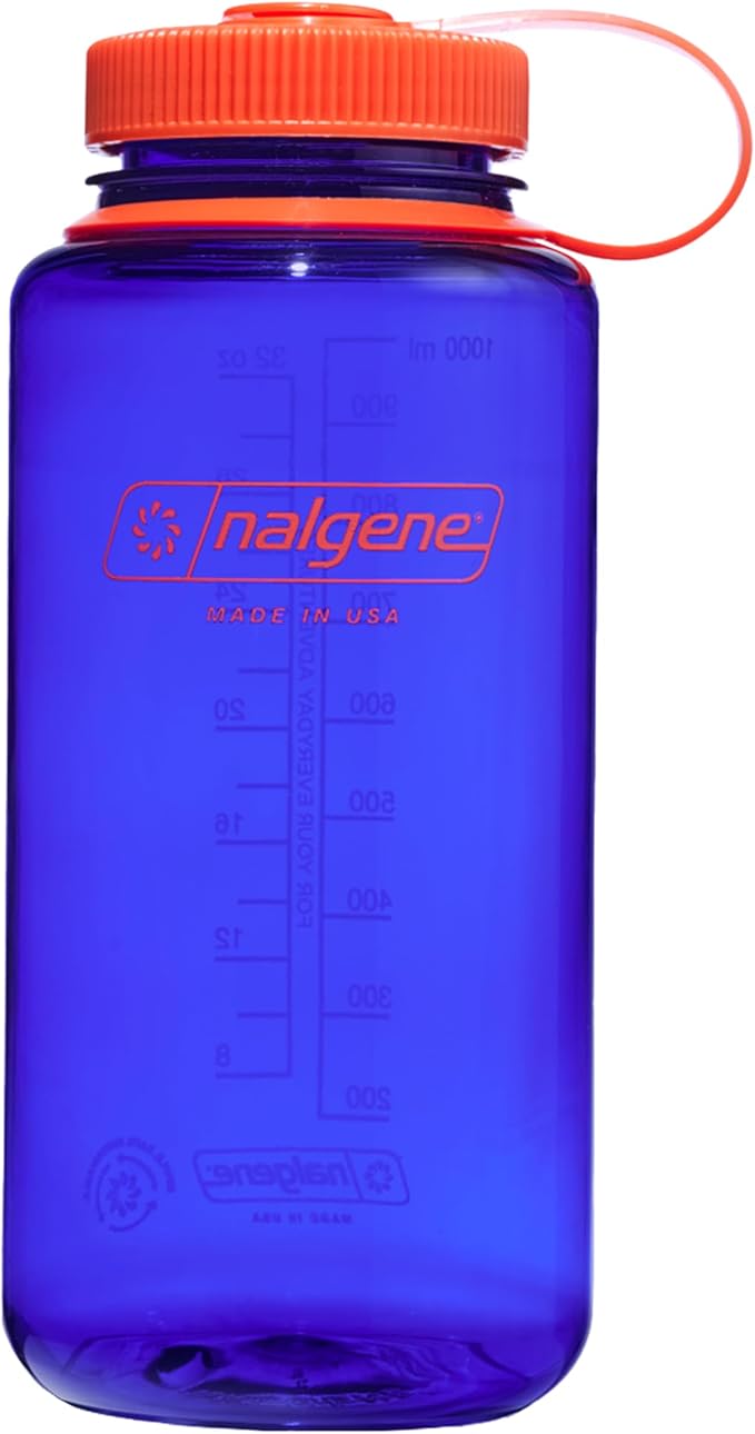 Nalgene 32 oz Wide Mouth Water Bottle, Periwinkle | BPA-Free, Durable & Lightweight, Leak Proof, Dishwasher Safe, Large Reusable Plastic Bottle for Hiking, Gym, Work & Travel
