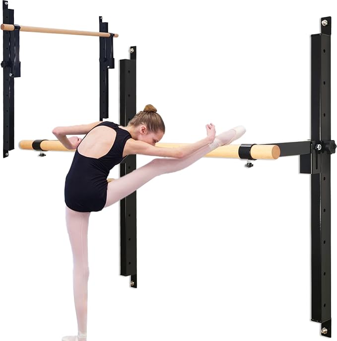 Seliyoo Ballet Barre Wall Mount,Height Adjustable Dance Bar | 4 FT /5FT Portable Solid Beech Wood Bar,Ballet Stretching and Barre Workout, Kids and Adults, Easy Install