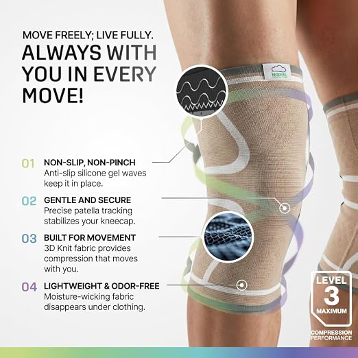 Modvel 2 Pack Knee Brace for Women - Knee Support for Walking, Knee Compression Sleeves for Pain Relief, Knee Sleeves for Women, Knee Brace for Sports, Workouts & Arthritis