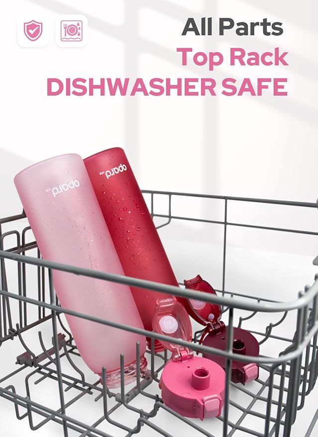 Opard Zip 30oz Plastic Water Bottle Dishwasher Safe, Leakproof Flip-Top Lid, BPA Free Tritan, Wide Mouth Reusable Sports Water Bottle for Gym Hiking Commuting Outdoor Travel and School