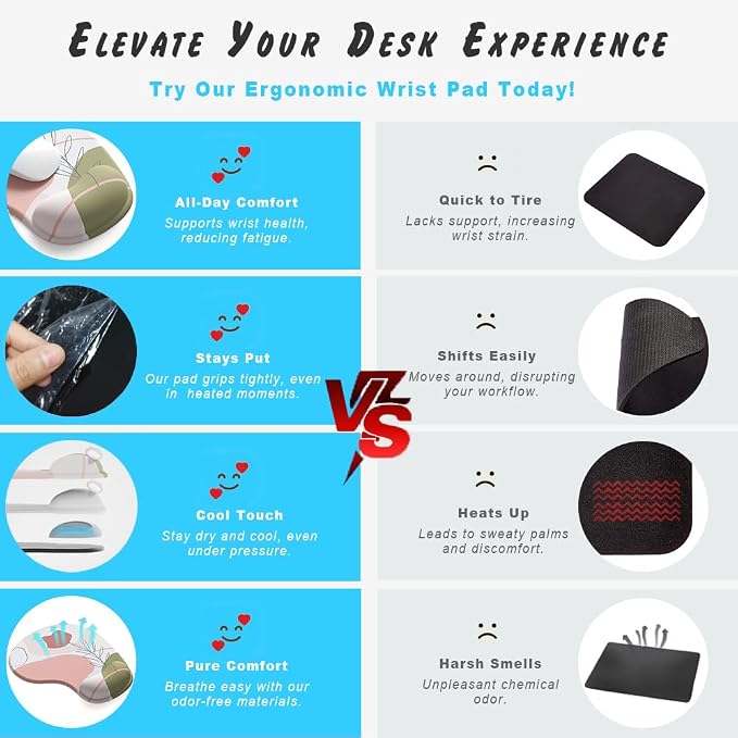 Office Mousepad with Gel Wrist Support - Ergonomic Gaming Desktop Mouse Pad Wrist Rest - Design Gamepad Mat Rubber Base for Laptop Computer -Silicone Non-Slip Special-Textured Surface (14Lily)
