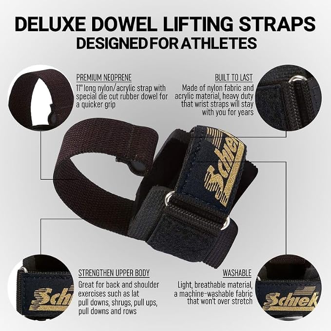 Schiek Sports Model 1000-DLS Deluxe Dowel Lifting Straps