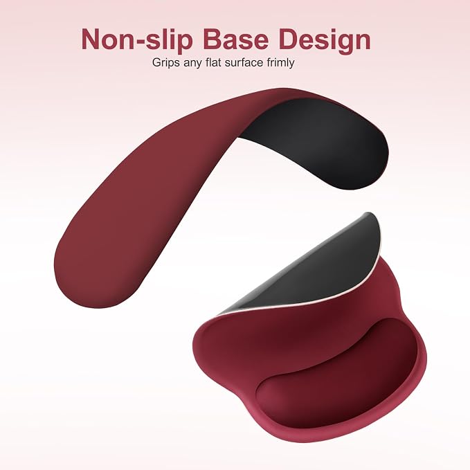 MOSISO Wrist Rest Support for Mouse Pad&Keyboard Set, Wine Red | Circle Curved Ergonomic Mousepad Non-Slip Base Home/Office Pain Relief&Easy Typing Pad with Soft Cloth&Silicone Lining