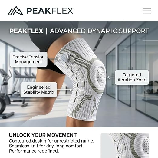 Knee Sleeve, Adjustable Knee Brace with Micro-Adjustment Dial System, Anti-Slip Breathable, Comfortable Support, for Running, Workout, Unisex (Medium（A pair）)
