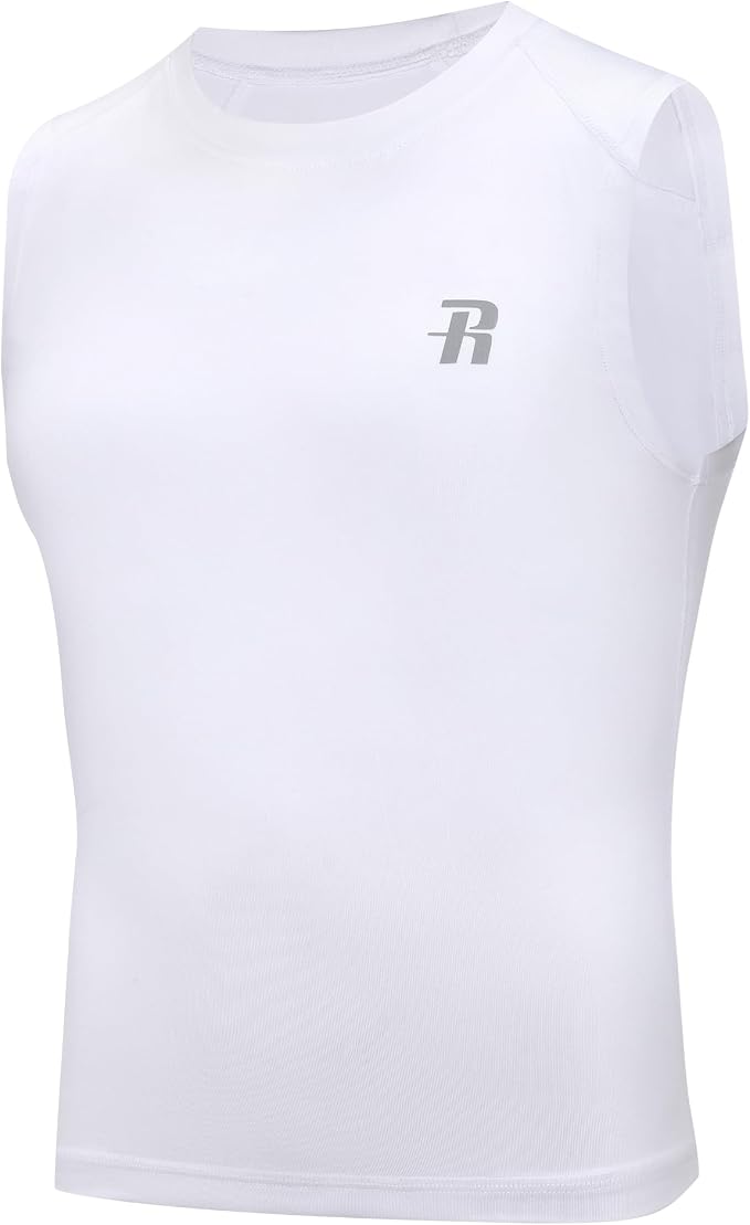 Runhit Boys Sleeveless Compression Shirt Kids Athletic Tank Tops Youth Quick Dry Undershirt for Football Basketball