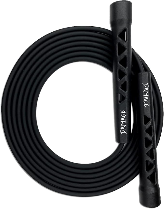 Damage Fight Gear Boxer Speed Rope, Lightweight PVC Skipping,Jumping Rope, Non-Slip PVC Plastic Handles and Matte Coated Tangle-Free Jump Rope for Boxing, MMA, Martial Arts