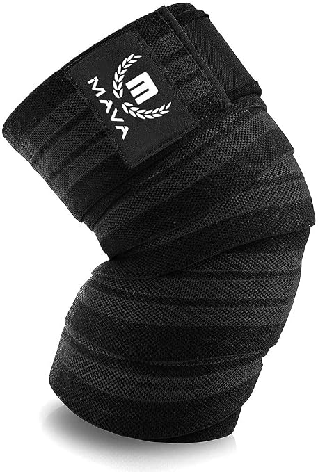 Mava Sports Knee Wrap (1 Pc) for Men & Women | Ideal for Cross Training, WODs, Gym Workouts, Weightlifting, Fitness & Powerlifting | Knee Straps for Squats | 72" Compression & Elastic Support