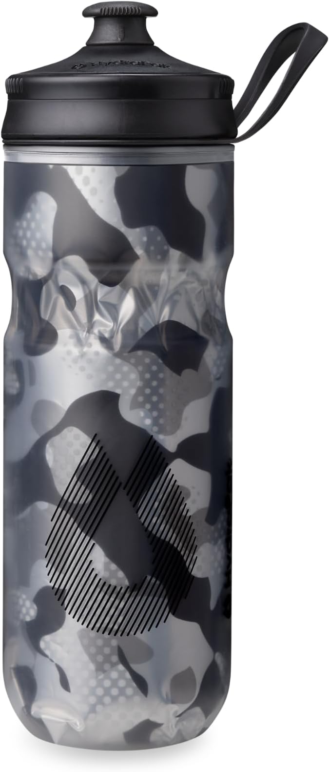 HydraPak Polar Sport Insulated Water Bottle (20oz, Contender Black) | High Flow, BPA Free, Tri-Layer Insulation, Leakproof, Dash Handle, Easy Squeeze, Self-Sealing Cap, for Sports