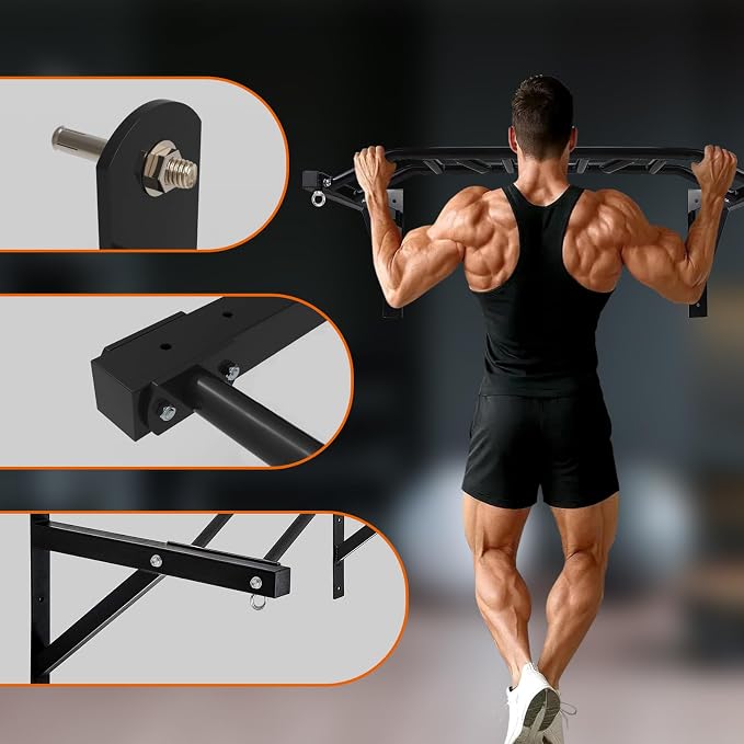Multifunctional Wall Mount Pull-Up Bar Fitness Equipment,Chin-Up for Indoor Home Gym Workout,Supports to 440 Lbs