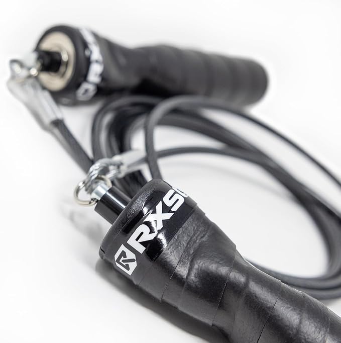 Rx Smart Gear Jump Rope - Black Ops Ergonomic Handles with Trans Black Cable Buff 3.4 | Jump Smart Weighted Speed Rope for Sports & Fitness, MMA, HIIT, Cardio Workout