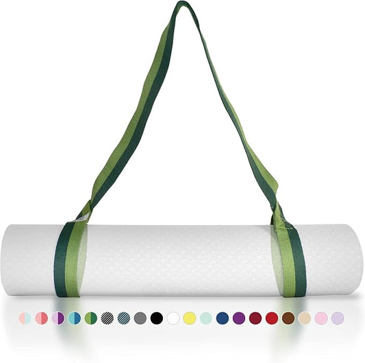 Yoga Mat Strap Adjustable Carrier for All Yoga Mats, 2 Sizes | Extra Thick Cotton Blend |16+ colors are available | Fits Most Yoga Mats | Soft Woven Texture | Comfortable Shoulder Carry