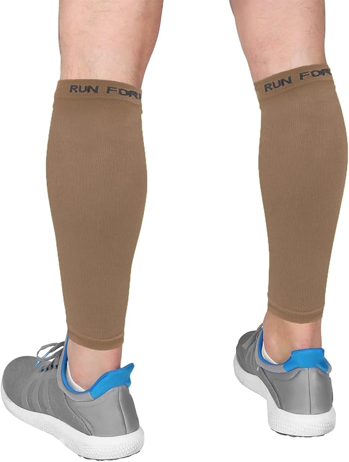 Run Forever Calf Compression Sleeve for Men & Women, 20-30mmHg Compression | Leg Sleeve for Shin Splints, Varicose Veins, Swelling & Pain Relief | Footless socks for Running, Cycling & Travel