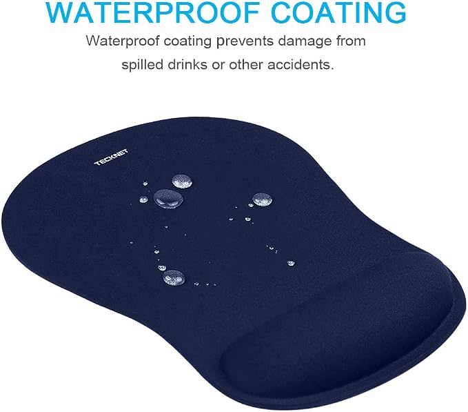 TECKNET Ergonomic Mouse Pad with Wrist Support | Soft Memory Foam, Fast Rebound, Pain Relief，Waterproof Surface, Non-slip Base