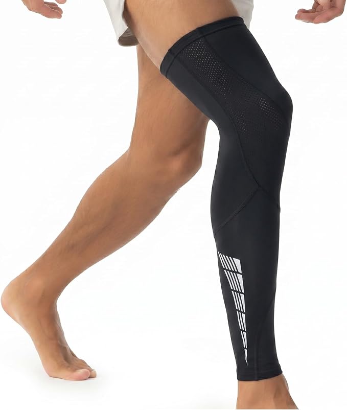Full Leg Compression Sleeve for Men Women 2 Pack Leg Sleeves | Long Knee Sleeve Calf, Legs Support, Ultra-thin Breathable,UV Sun Protection,Quick-dry for Running Basketball Athletic