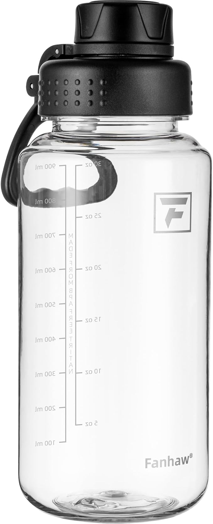 Fanhaw 32 oz Clear BPA-Free Tritan Water Bottle with Fast-Flow Spout Lid, BPA-Free & Leak-Proof Wide-Mouth Reusable Bottle for Gym, School & Office, Back to School Essentials (Clear&Black)
