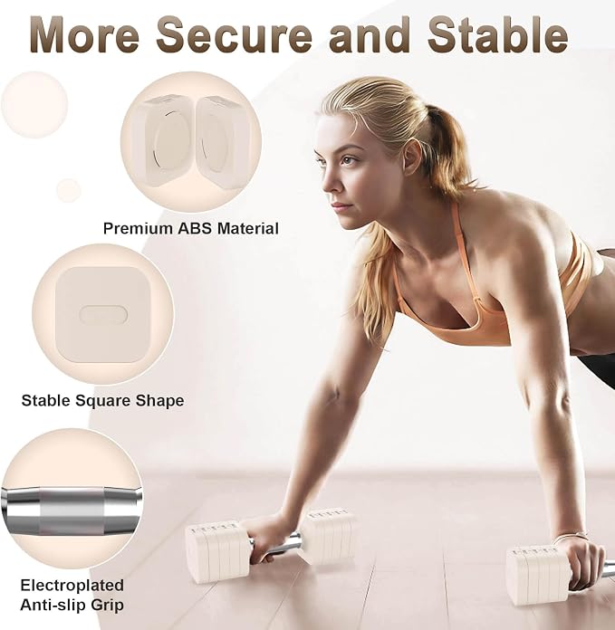 Hezeyferg 30.8LB Adjustable Dumbbell Set, Hand Weights Set for Home Gym | Each Adjustable Weight Dumbbell with 6 Levels 4.4/6.6/8.8/11/13.2/15.4lb, for Women/Men Full Body Workout