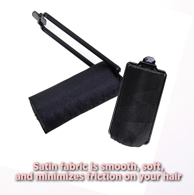 DONNA Silky Sastin Foam Roller 7/8"(D) MEDIUM 10PCS Hair Curlers with Clips for Heatless Hairdressing and Styling - BLACK