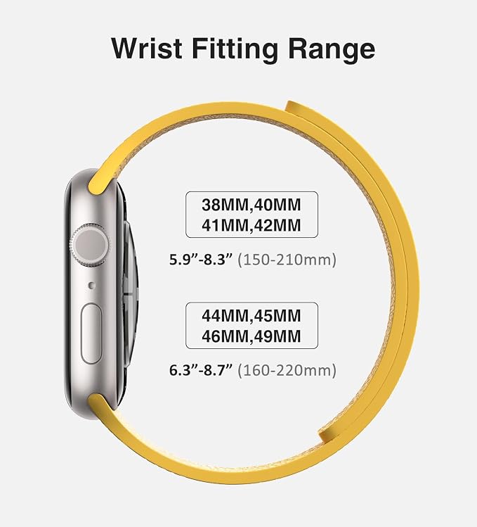 Magnetic Silicone Band Compatible with Apple Watch Band Ultra 3/2/1 & SE 3/2/1 & Series 11 10 9 8 7 6 5 4 3 49mm 46mm 45mm 44mm Strong Magnetic Clasp, Waterproof & Adjustable (Yellow)