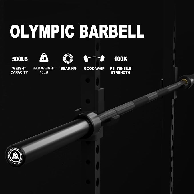 LIONSCOOL 7FT Olympic Barbell 2” Bar for Strength Training Weightlifting | 700/1000/1500lbs Weight Capacity, 2-Inch 40/45lbs Black, Silver, Red, Chrome Power Lifting, Squat, Deadlift, Presses, Row Bar