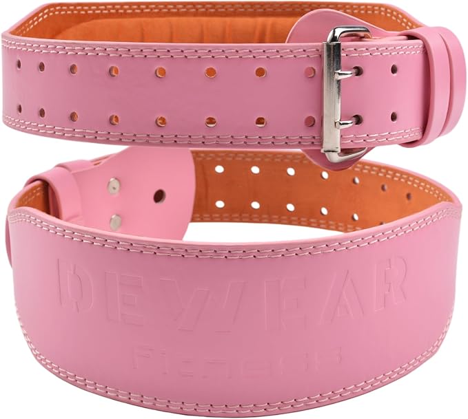 Leather Weight Lifting Belt, 4”& 6”Padded Lumbar Back Support, 10 Adjustable Holes, Gym Weight Belt Ideal for Deadlift, Powerlifting, Bodybuilding and Squat