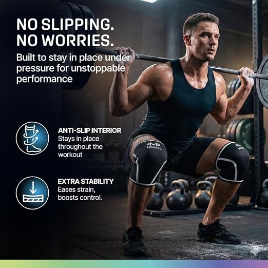 Modvel Strength 7mm Knee Sleeves (Pair) for Weightlifting & Powerlifting (USPA, IPL Approved) | High-Performance Knee Compression Support For Squats, Weight Lifting - Men and Women