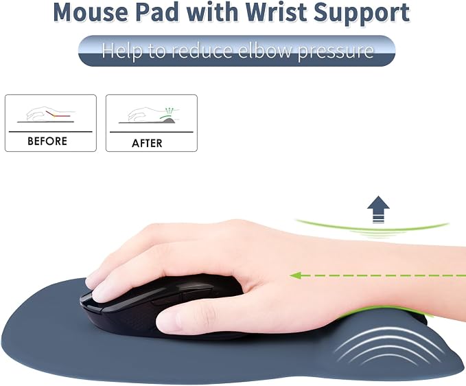 EooCoo Ergonomic Mouse Pad with Wrist Rest, Memory Foam Support Mousepad | Non-Slip Base for Computer, Cafe, Home & Office, 9.64 x 8.26 in Office Desk Accessories, Carpal Tunnel Relief