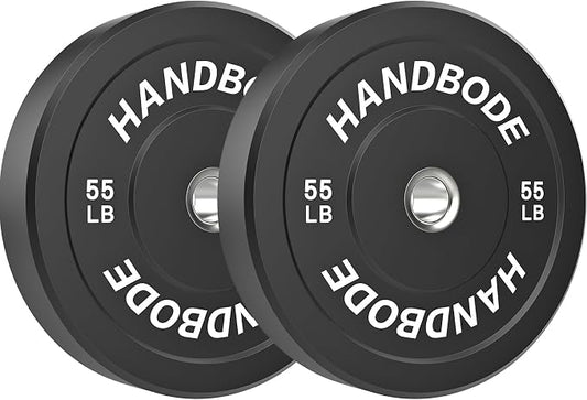 HANDBODE 2-Inch Weight Plates High Bounce, Olympic Bumper Plate Set 45/100/160/190/260/300lb, Colored Weight Plates Set for Home Gym, Barbell Weights Rubber Strength Training Plate for Weight Lifting