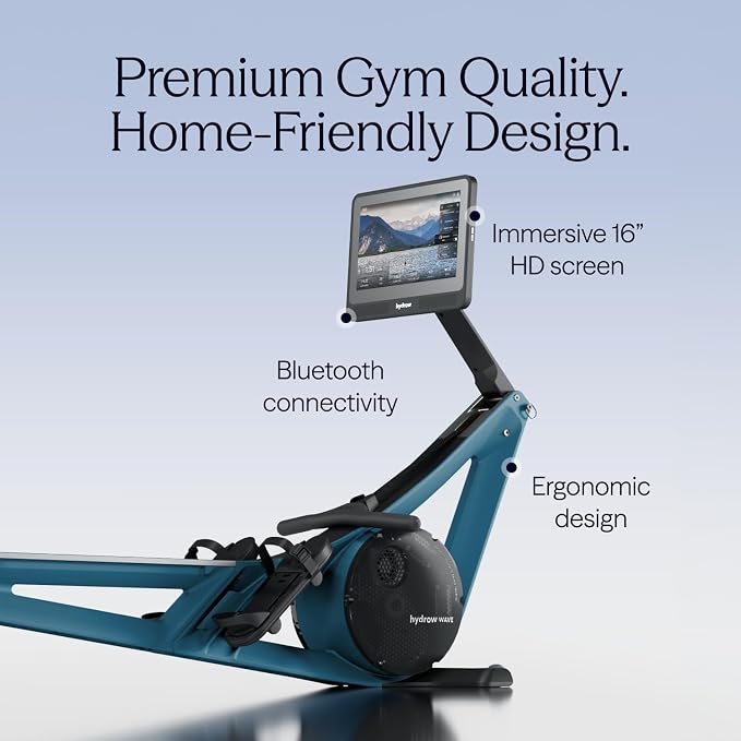 Hydrow Wave Rowing Machine with 16" HD Touchscreen & Speakers - Foldable | Live Home Workouts, Subscription Required