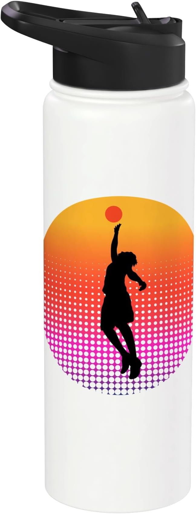 Basketball Game Hoop Slam Dunk Ball Retro Sunset Player Gift Stainless Steel Insulated Water Bottle