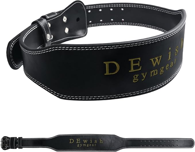 7mm Leather Weightlifting Belt, 4”& 6”Width, Double Prong Power Belt for Gym Bodybuilding, weightlifting, powerlifting, squats and deadlifts